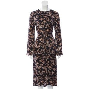 Vince. Floral long-sleeve silk dress med